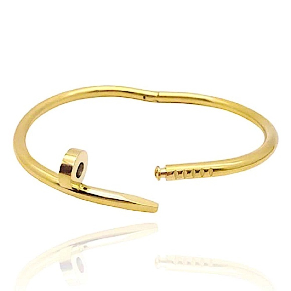 Gold Nail Bangle Bracelet - Picture 8 of 11